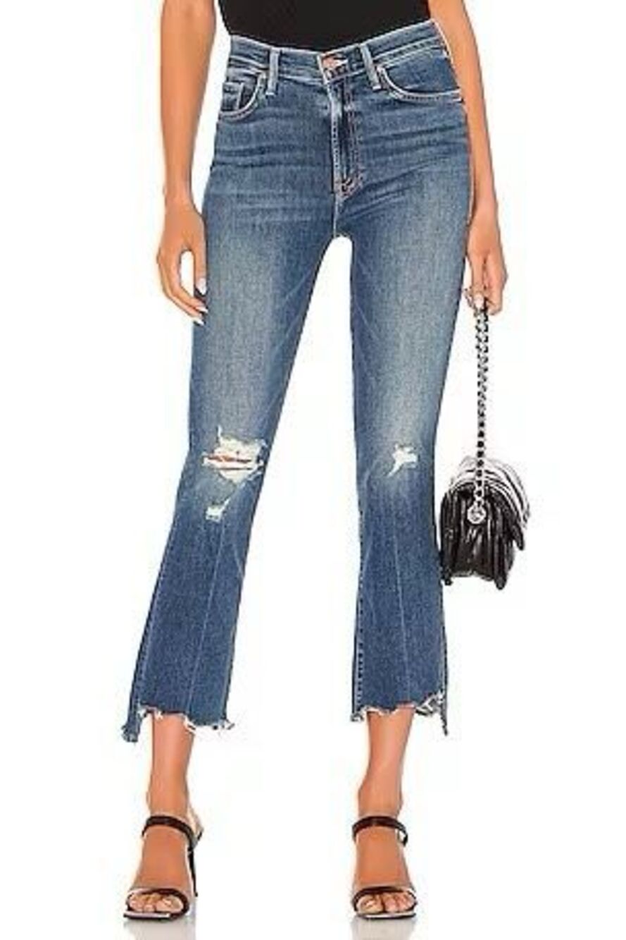 MOTHER The Insider Crop Step Chew Dancing On Coals Flare Hem Size 26 Blue